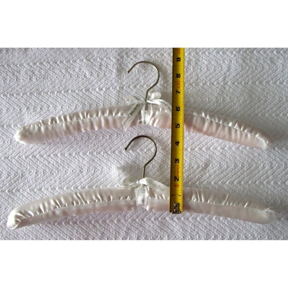 Fabric Satin Padded Hangers Cream/Beige Color -Shabby Victorian Vibe Set Two (2) - Picture 9 of 9